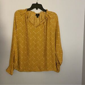 Worthington Mustard Geometric Blouse
